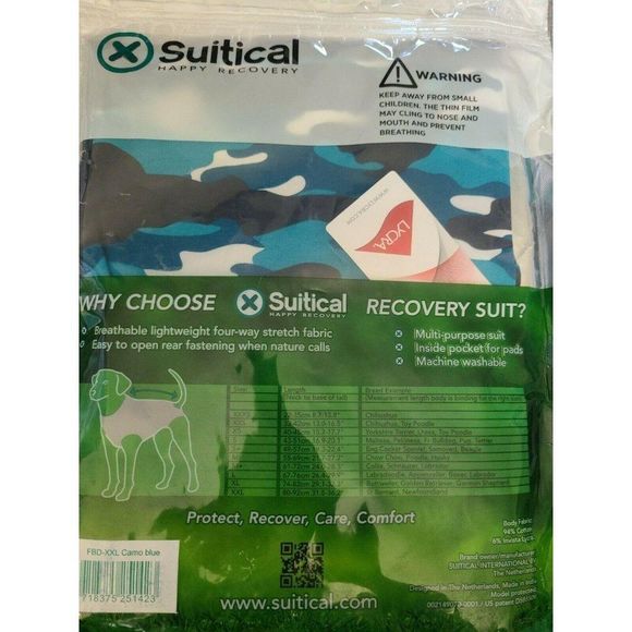 Suitical Recovery Suit for Dogs, Blue Camo, XX-L - Picture 6 of 6